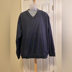 IZOD XFG - Mens v-neck black pullover windbreaker with mesh lining, Size…